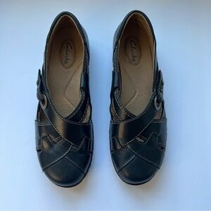Clarks Black Leather Flats